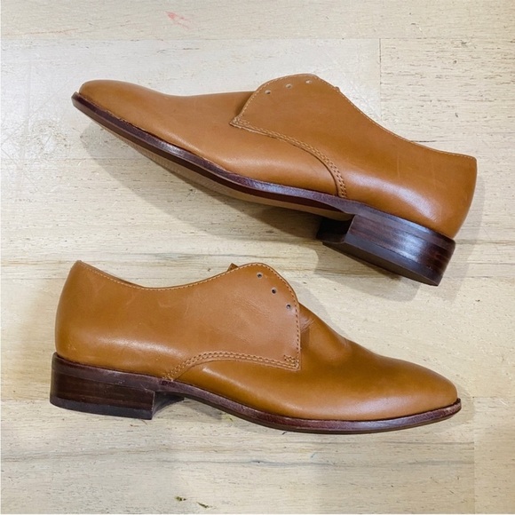 Madewell tan/ Brown Leather Women's English Saddle Oxfords Loafers - Picture 2 of 4